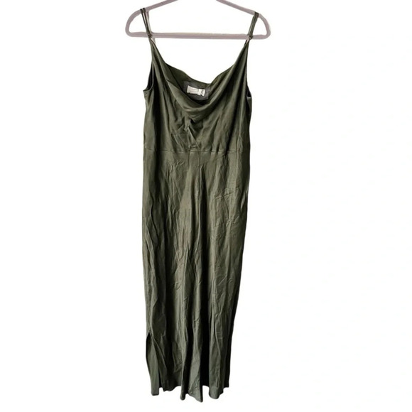 Anthropologie Dress Women's XL Elyse Green Bias Slip Midi HOCO Special Occasion - Picture 2 of 11